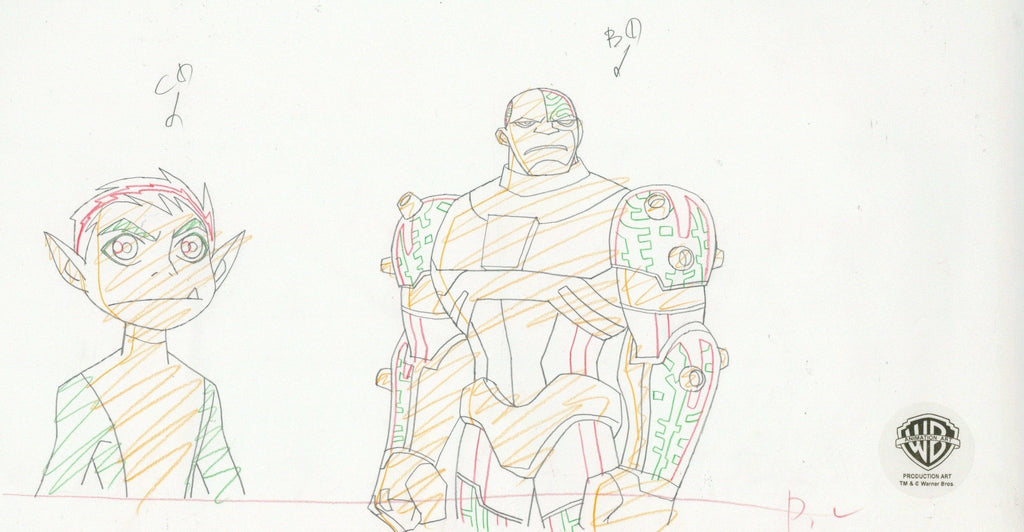 Teen Titans Original Production Drawing: Cyborg and Beast Boy - Choice Fine Art