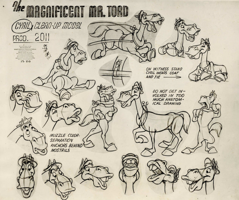 The Adventures of Ichabod and Mr. Toad Original Production Model Sheet: Cyril - Choice Fine Art