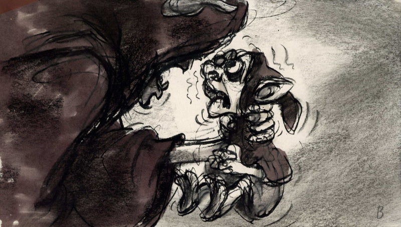 The Black Cauldron Storyboard Drawing: The Horned King and Creeper - Choice Fine Art