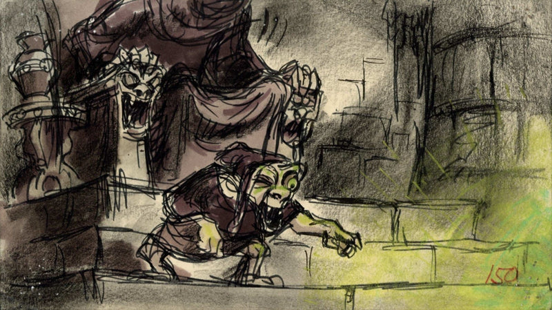 The Black Cauldron Storyboard Drawing: The Horned King and Creeper - Choice Fine Art