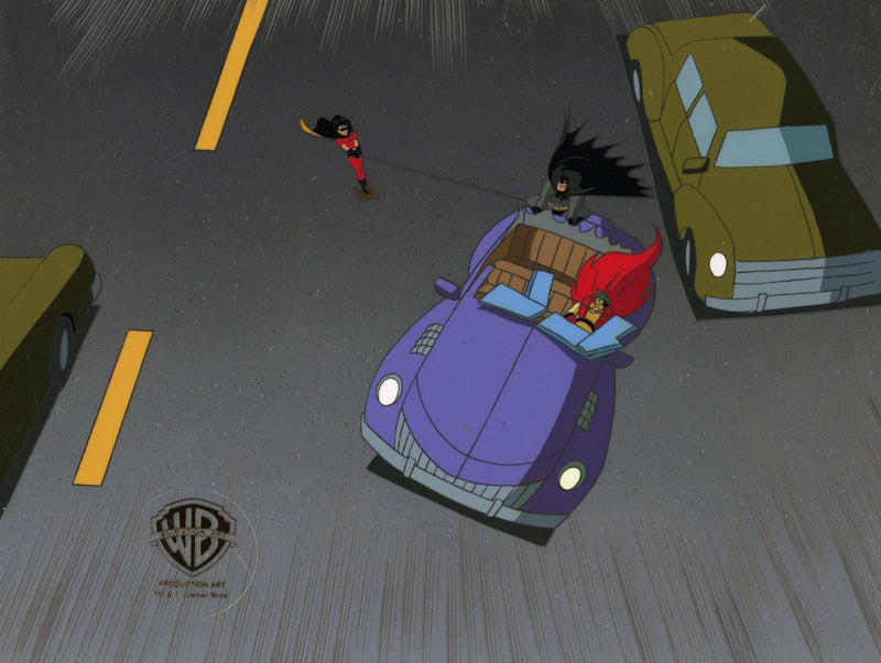 The New Batman Adventures Original Production Cel on Original Background: Batman, Robin, and the Creeper - Choice Fine Art