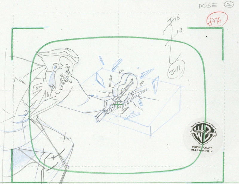 The New Batman Adventures Original Production Cel On Original Background with Matching Drawing: Joker - Choice Fine Art