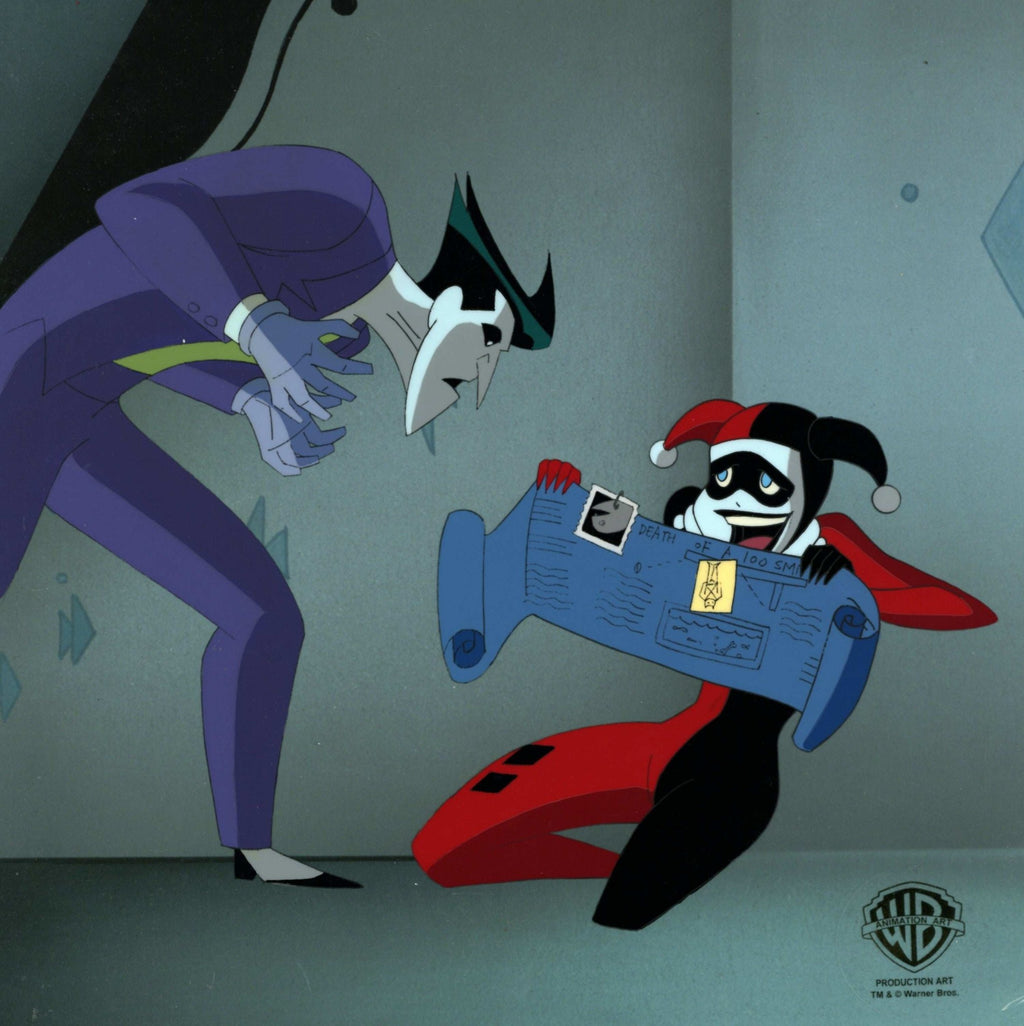 The New Batman Adventures Original Production Cel With Matching Drawing: Joker and Harley Quinn - Choice Fine Art