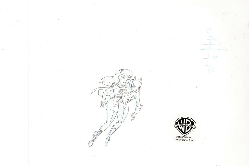 The New Batman Adventures Original Production Drawing: Batgirl and Supergirl - Choice Fine Art