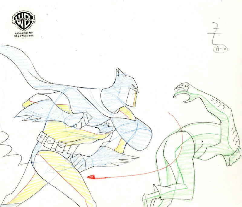 The New Batman Adventures Original Production Drawing: Batman and Killer Croc - Choice Fine Art