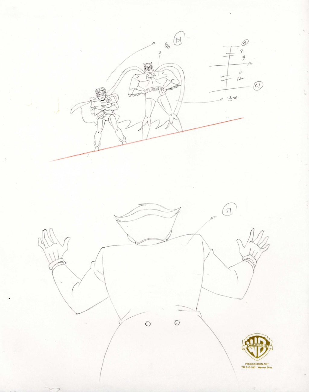 The New Batman Adventures Original Production Drawing: Batman, Robin, and Joker - Choice Fine Art