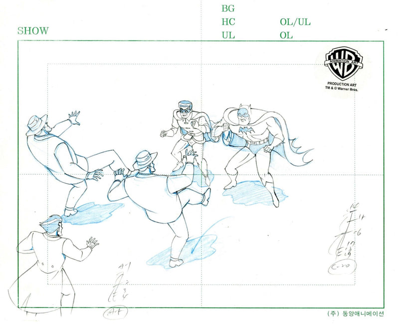 The New Batman Adventures Original Production Drawing: Batman, Robin, and Joker - Choice Fine Art