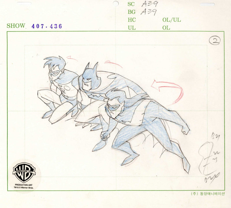 The New Batman Adventures Original Production Drawing: Batman, Robin, and Nightwing - Choice Fine Art