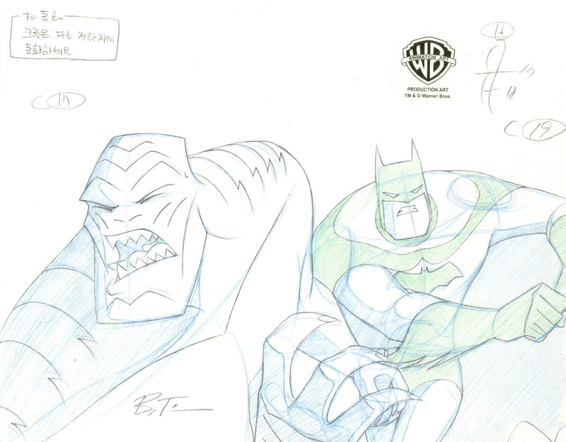 The New Batman Adventures Original Production Drawing signed by Bruce Timm: Batman and Killer Croc - Choice Fine Art