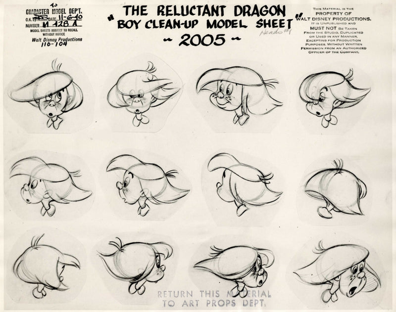 The Reluctant Dragon Clean-Up Model Sheet: Boy - Choice Fine Art