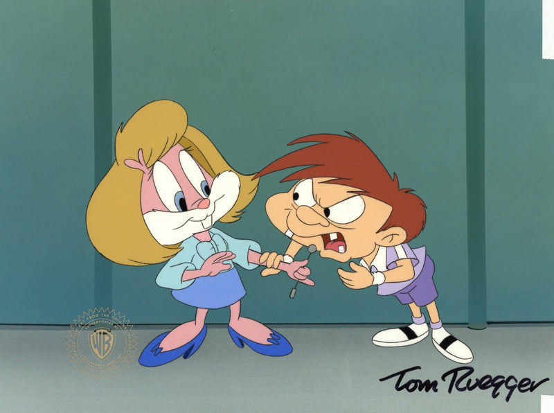 Tiny Toons Adventures Original Production Cel Signed by Tom Ruegger: Babs Bunny and Montana Max - Choice Fine Art