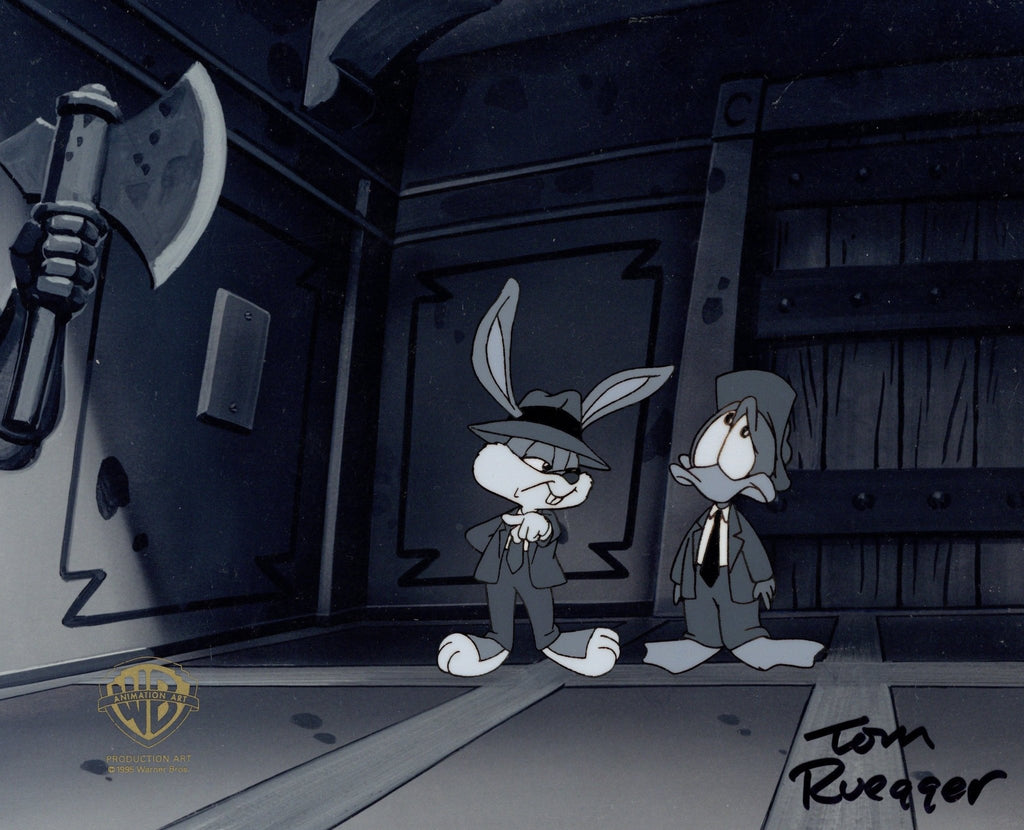 Tiny Toons Adventures Original Production Cel Signed by Tom Ruegger: Buster Bunny and Plucky Duck - Choice Fine Art