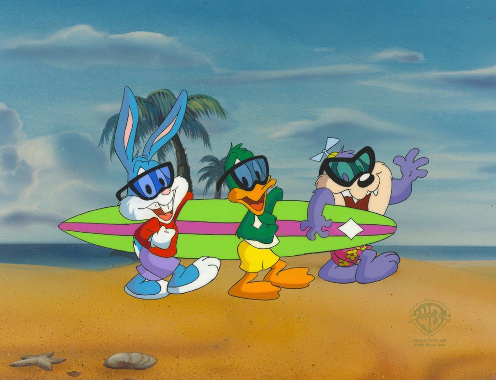 Tiny Toons Original Production Cel: Buster Bunny, Plucky Duck, and Dizzy Devil - Choice Fine Art