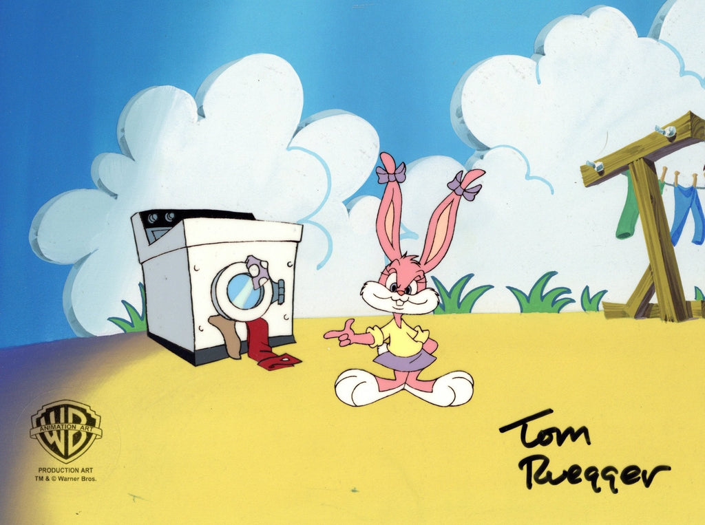 Tiny Toons Original Production Cel on Original Background Signed by Tom Ruegger: Babs Bunny - Choice Fine Art