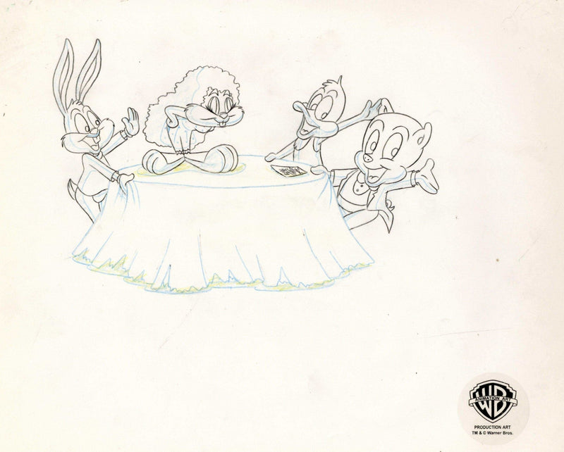 Tiny Toons Original Production Cel with Matching Drawing: Buster, Babs, Plucky, and Hamton - Choice Fine Art