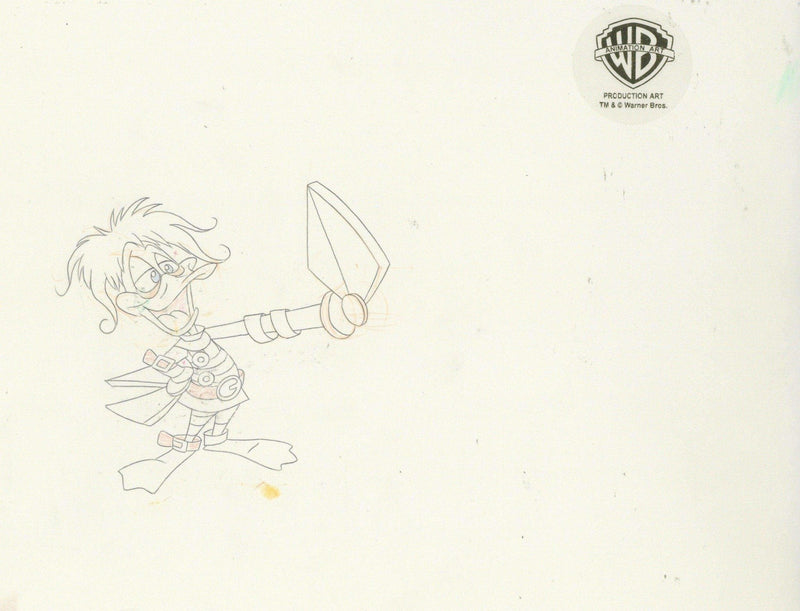 Tiny Toons Original Production Cel with Matching Drawing: Plucky Duck and Ralph the Guard - Choice Fine Art