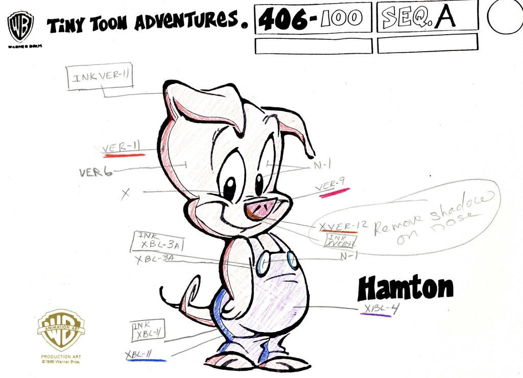 Tiny Toons Original Production Color Call Out: Hamton J. Pig - Choice Fine Art