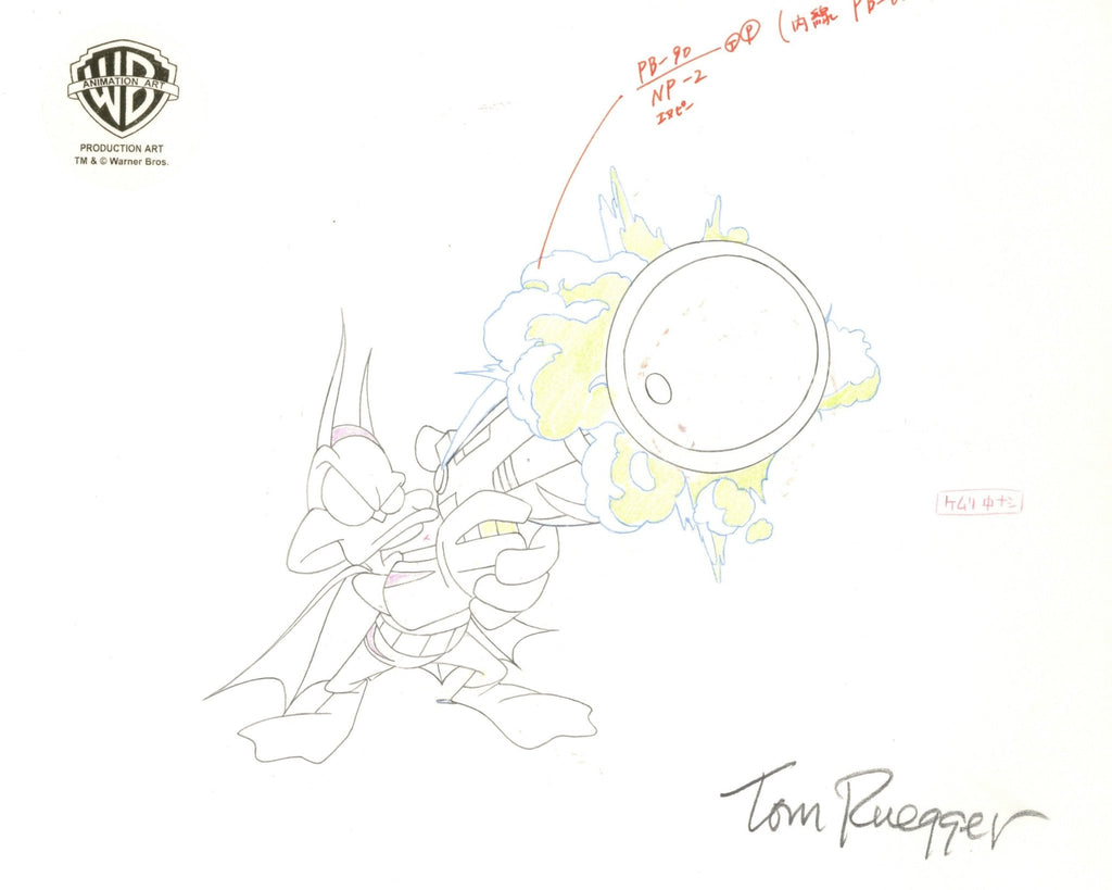 Tiny Toons Original Production Drawing Signed by Tom Ruegger: Batduck - Choice Fine Art