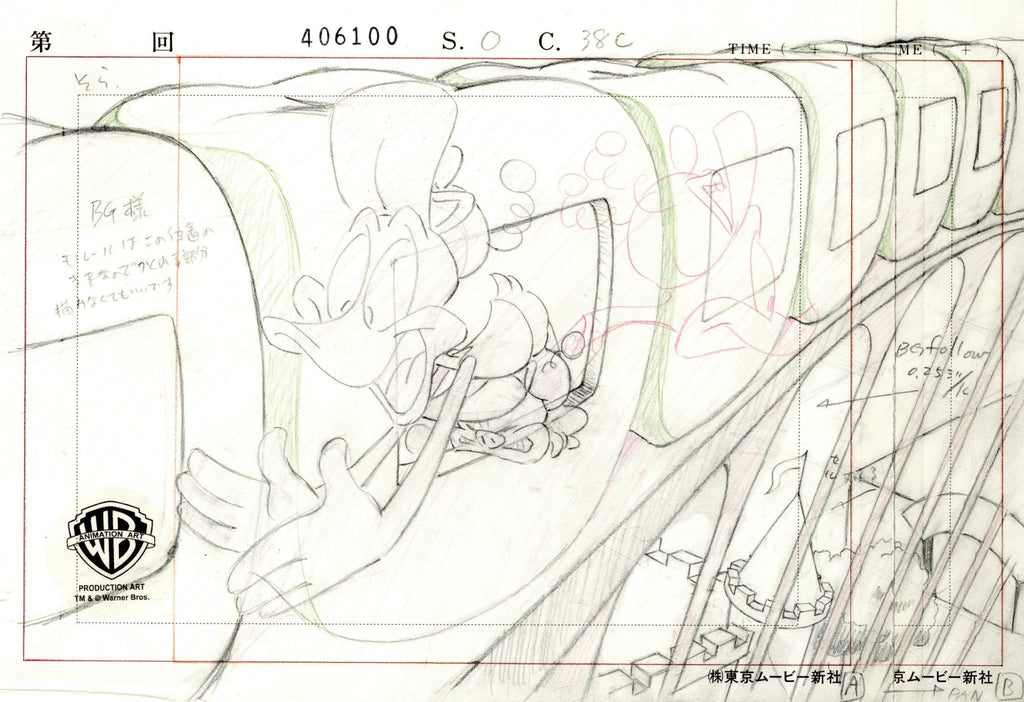 Tiny Toons Original Production Layout Drawing: Plucky Duck and Hamton - Choice Fine Art